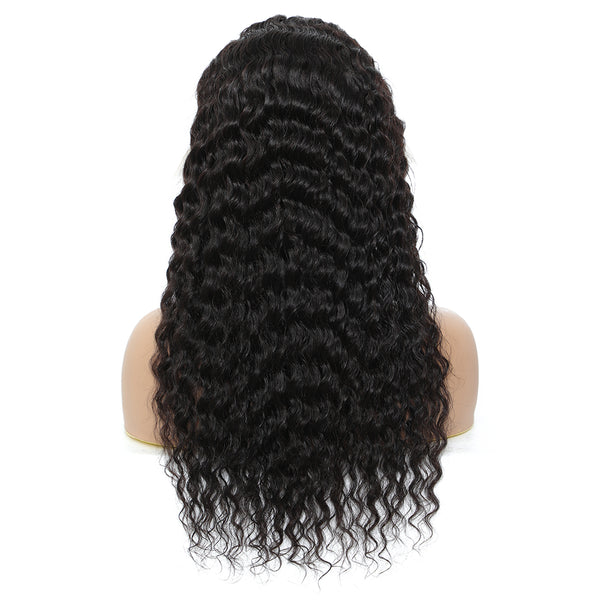 Sahar Faye Deep Wave Human Hair Lace Front T Part Wig #1B Natural Black