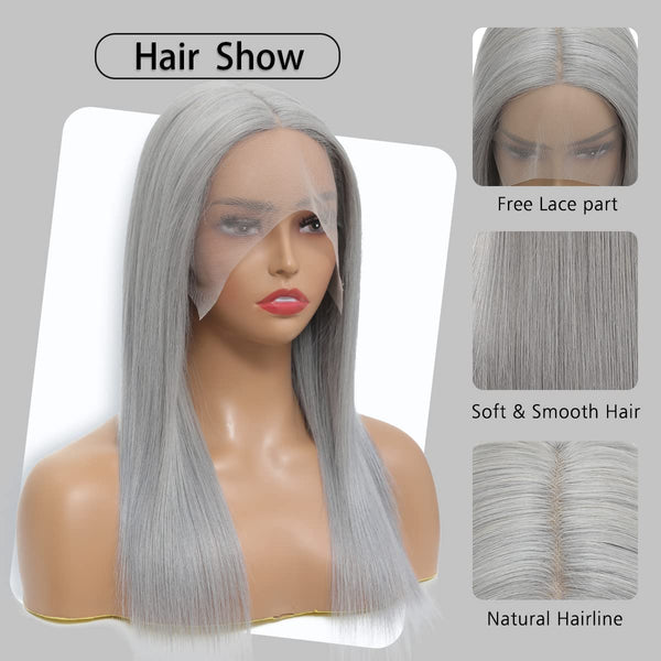 Sahar Tara Straight Human Hair Lace Front 13X4" Wig #Grey