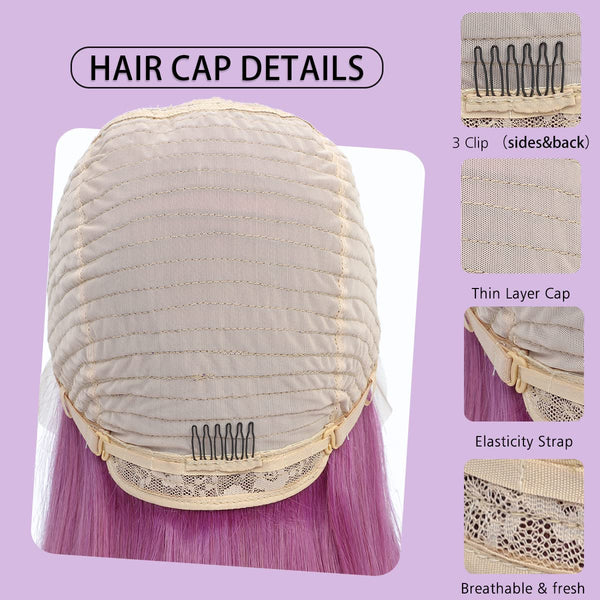 Tara Straight Human Hair T Part Lace Front Wig #Purple