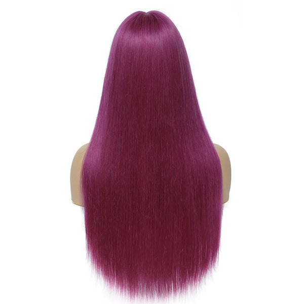 Tara Straight Human Hair T Part Lace Front Wig #Purple