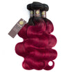 Fuchsia Queen Remy Human Hair Bundle with Frontal / Body Wave Dip Dye