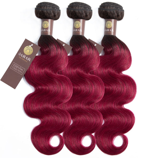 Fuchsia Queen Remy Human Hair Bundle with Closure / Body Wave Dip Dye