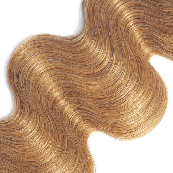 Strawberry Blonde Remy Hair Bundle with Frontal / Body Wave Dip Dye