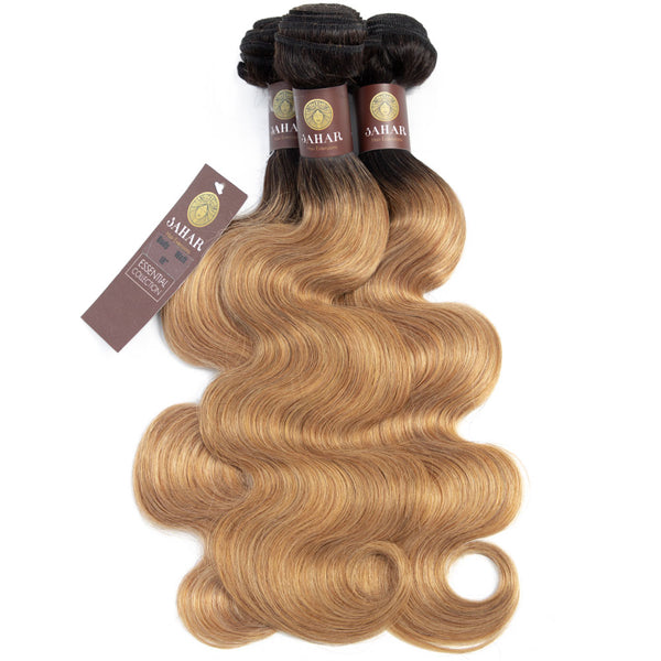 Strawberry Blonde Remy Hair Bundle with Frontal / Body Wave Dip Dye