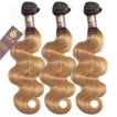 Strawberry Blonde Remy Hair Bundle with Frontal / Body Wave Dip Dye