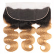 Strawberry Blonde Remy Hair Bundle with Frontal / Body Wave Dip Dye