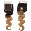 Strawberry Blonde Remy Human Hair Bundle with Closure / Body Wave Dip Dye