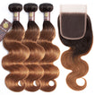 Auburn Remy Hair Bundle with Closure / Body Wave Dip Dye