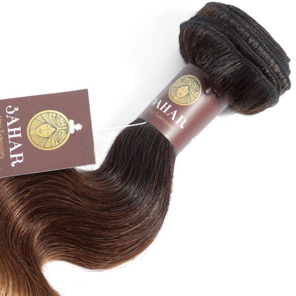 Ombre Chocolate Brown / Strawberry Blonde Remy Hair Extensions / Body Wave