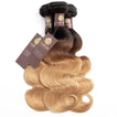 Ombre Chocolate Brown / Strawberry Blonde Remy Hair Bundle with Frontal / Body Wave