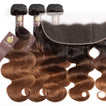 Ombre Chocolate Brown / Auburn Remy Hair Bundle with Frontal / Body Wave