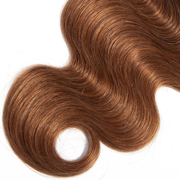 Ombre Chocolate Brown / Auburn Remy Hair Bundle with Frontal / Body Wave