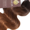 Ombre Chocolate Brown / Auburn Remy Hair Bundle with Frontal / Body Wave