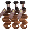 Ombre Chocolate Brown / Auburn Remy Hair Bundle with Frontal / Body Wave