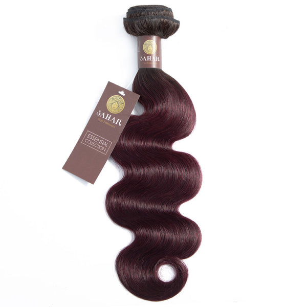Midnight Red Remy Human Hair Extensions / Body Wave Dip Dye