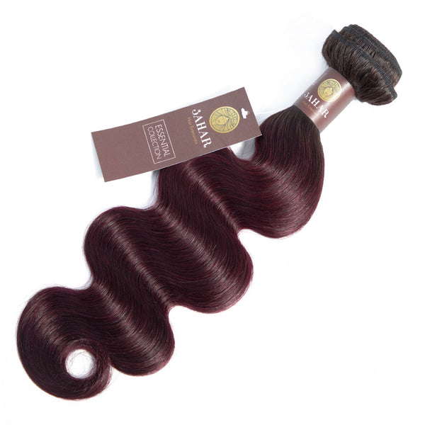 Midnight Red Remy Human Hair Extensions / Body Wave Dip Dye