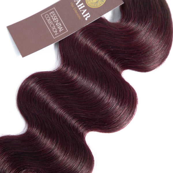 Midnight Red Remy Human Hair Bundle with Closure / Body Wave Dip Dye