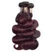Midnight Red Remy Human Hair Bundle with Frontal / Body Wave Dip Dye