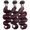Midnight Red Remy Human Hair Bundle with Closure / Body Wave Dip Dye