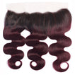 Midnight Red Remy Human Hair Bundle with Frontal / Body Wave Dip Dye