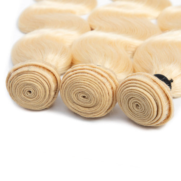 Beach Blonde Remy Human Hair Bundle with Frontal / Body Wave