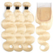 Beach Blonde Remy Human Hair Bundle with Closure / Body Wave