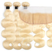Beach Blonde Remy Human Hair Bundle with Frontal / Body Wave