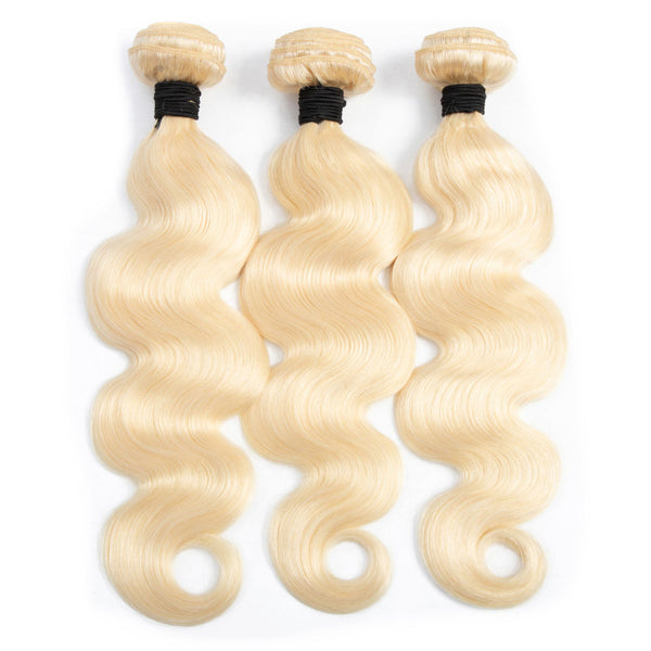 Beach Blonde Remy Human Hair Bundle with Closure / Body Wave