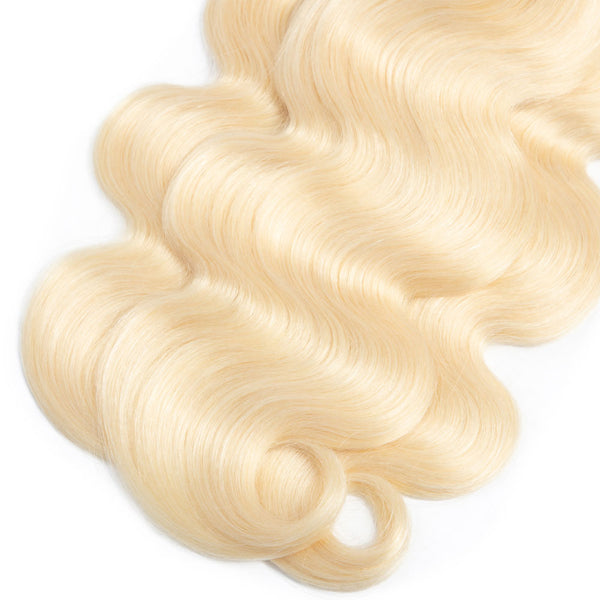 Beach Blonde Remy Human Hair Bundle with Closure / Body Wave