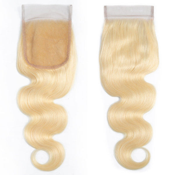 Beach Blonde Remy Human Hair Bundle with Closure / Body Wave
