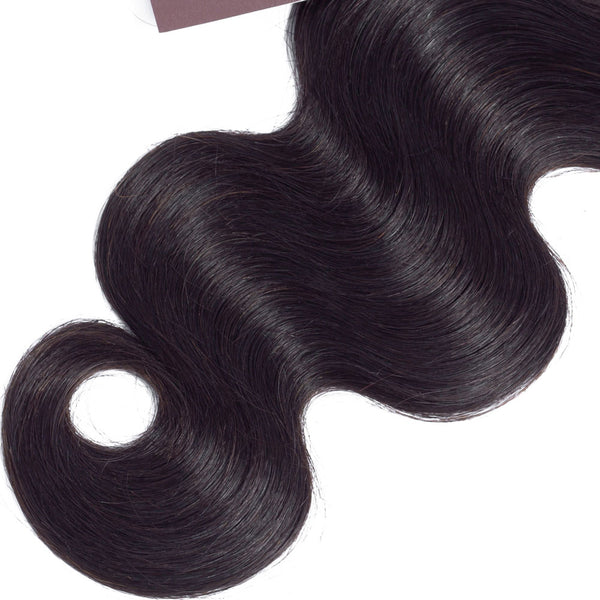 Body Wave Virgin Human Hair Bundle with 4x4 Closure / 8A Natural Black