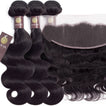 Body Wave Virgin Human Hair Bundle with Frontal / 8A Natural Black