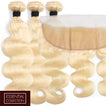 Beach Blonde Remy Human Hair Bundle with Frontal / Body Wave