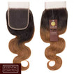 Auburn Remy Hair Closure 4x4 Inch Body Wave - Free Part Dip Dye