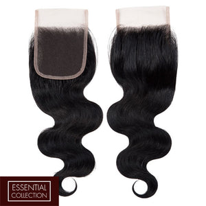Body Wave Virgin Human Hair Closure 4x4 Inch Free Part / 8A Natural Black