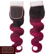 Fuchsia Queen Remy Human Hair Closure 4x4 Inch Body Wave - Free Part Dip Dye