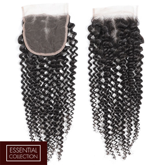 Deep Curls Virgin Human Hair Closure 4x4 Inch Free Part / 8A Natural Black