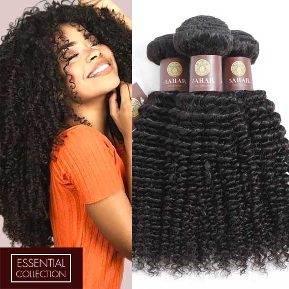 Deep Curls 3 Bundles Virgin Remy Human Hair Weave / 8A Natural Black