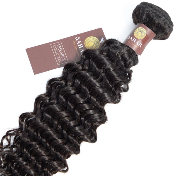 Deep Wave Virgin Remy Human Hair Extensions / 8A Natural Black