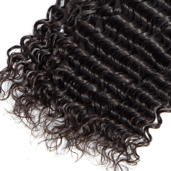 Deep Wave Virgin Remy Human Hair Extensions / 8A Natural Black