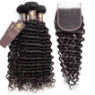 Deep Wave Virgin Human Hair Bundle with 4x4 Closure / 8A Natural Black