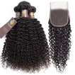 Jerry Curl Virgin Human Hair Bundle with 4x4 Closure / 8A Natural Black