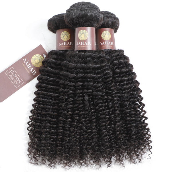 Deep Curls Virgin Human Hair Bundle with Frontal / 8A Natural Black