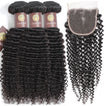 Deep Curls Virgin Human Hair Bundle with 4x4 Closure / 8A Natural Black