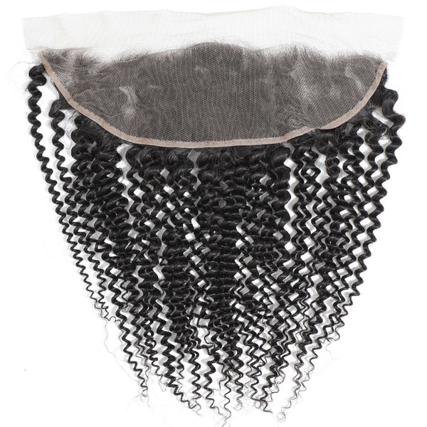 Deep Curls Virgin Human Hair Bundle with Frontal / 8A Natural Black