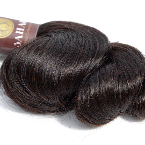Loose Wave Virgin Human Hair Bundle with Frontal / 8A Natural Black