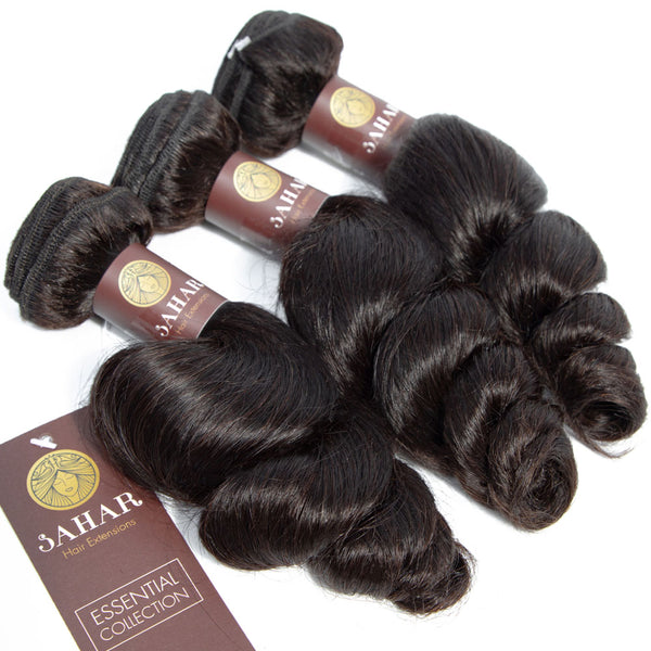 Loose Wave Virgin Human Hair Bundle with Frontal / 8A Natural Black