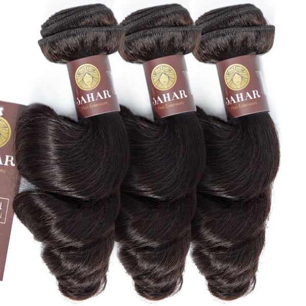 Loose Wave Virgin Human Hair Bundle with Frontal / 8A Natural Black