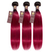 Fuchsia Queen Remy Human Hair Bundle with Frontal / Straight Dip Dye