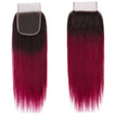 Fuchsia Queen Remy Human Hair Bundle with Closure / Straight Dip Dye